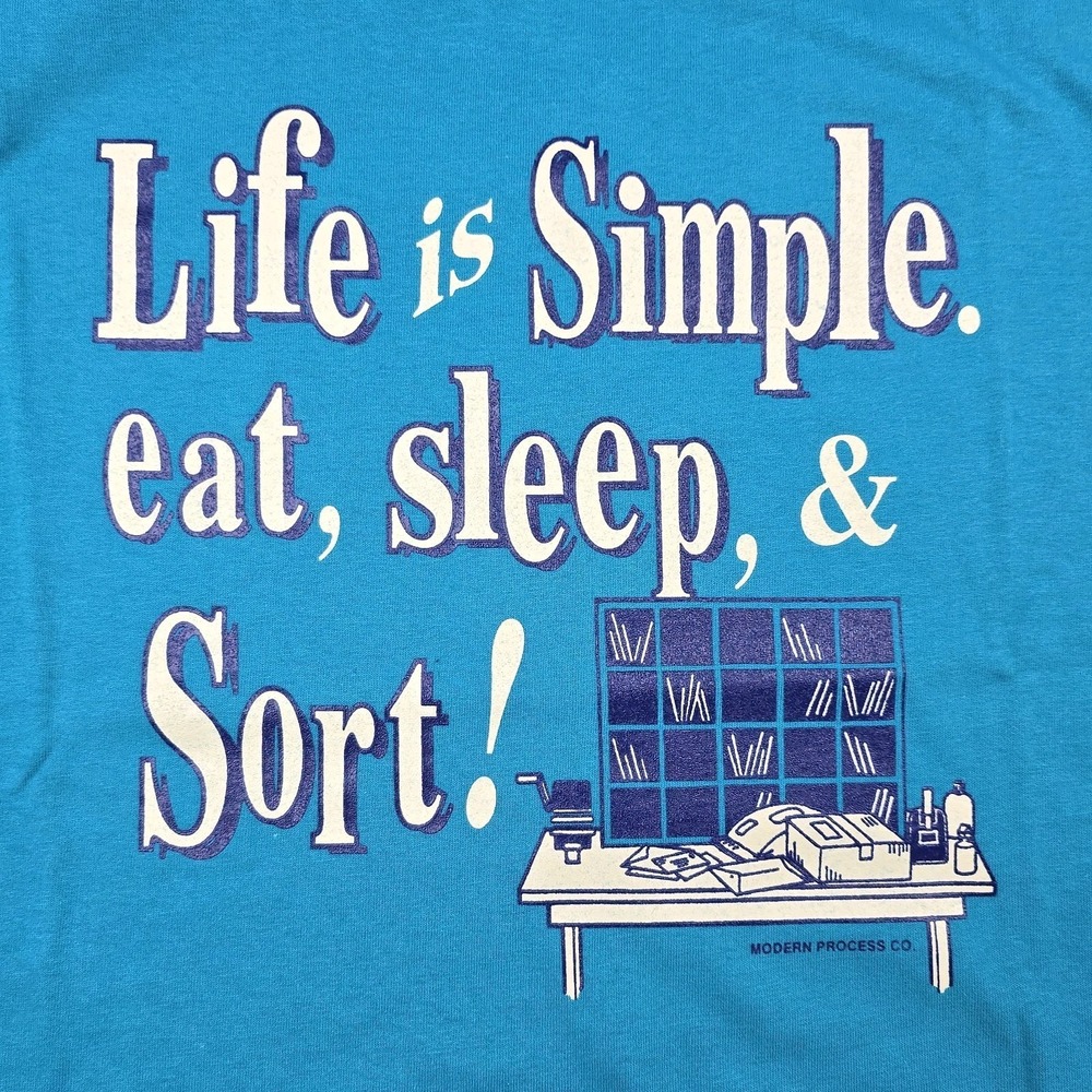 Vintage USPS Postal Worker Life Is Simple Eat Sleep & Sort T Shirt XL USA LEE - Picture 3 of 7
